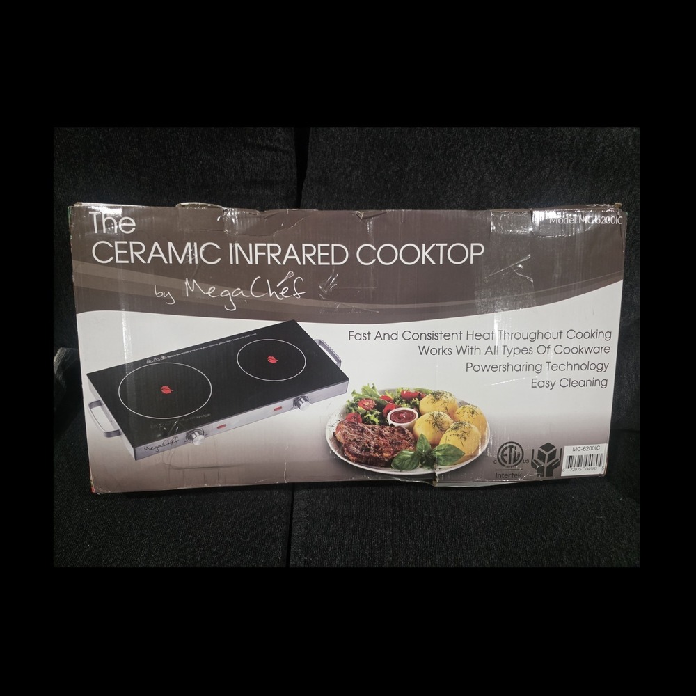 MegaChef MC-6200IC Ceramic Infrared Cooktop Dual Burner Black